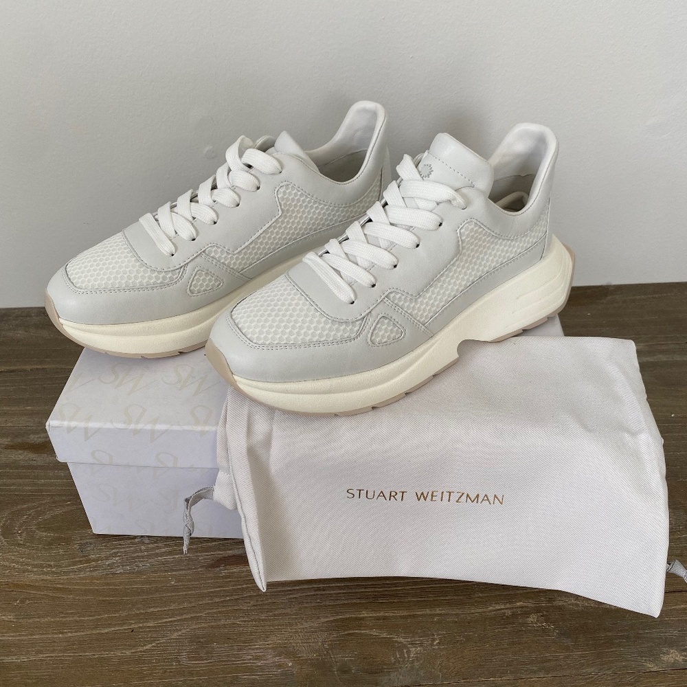 Stuart Weitzman Willow Runner Mesh & Leather Sneaker 7.5B RARE SIZE